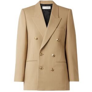 Saint Laurent Double Breasted Beige Wool Twill Blazer Size 34 EU / US 2